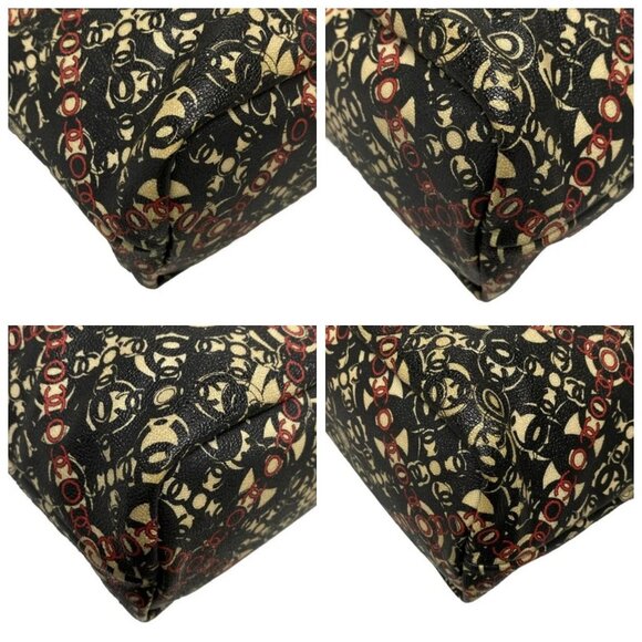 CHANEL Coco Travel Line Black Red Cream PVC Leather Tote Bag 963-073125 - Picture 6 of 14